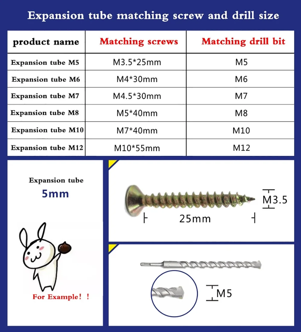 Description Picture 6 of item200pcs Plastic expansion pipe M6*30mm M8*40mm rubber plug plastic pipe nylon column expansion screw anchor plug wall plugs