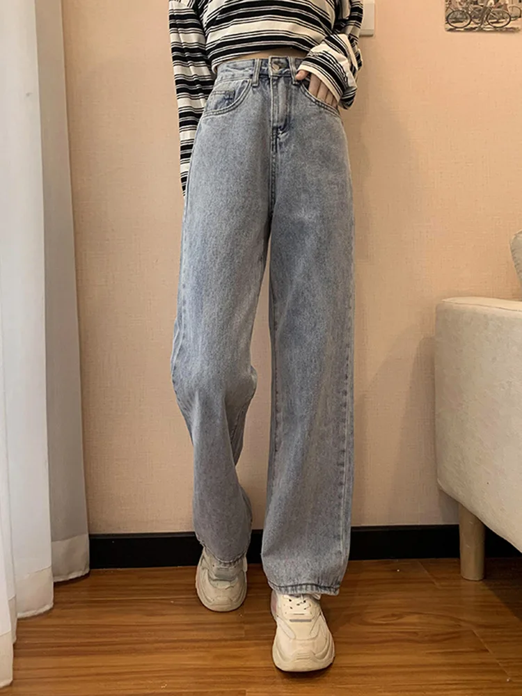 Women Jeans Spring High-waisted Versatile Pants Loose Wide-leg Jeans Female White Cover Crotch Thin Straight Pants Baggy Jeans