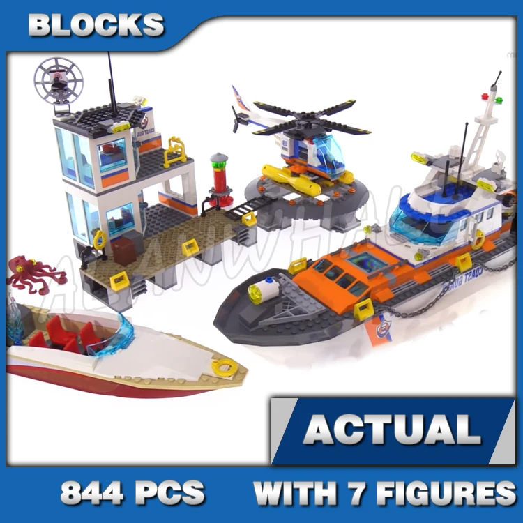 

844pcs City Urban Coast Guard Observation Headquarters Ship Speedboat 10755 Building Blocks Set Bricks Compatible with Model