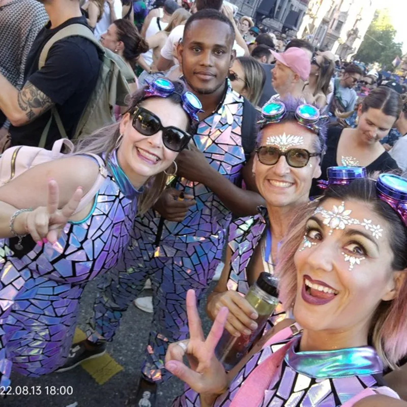 Canottiera Uomo Con Paillettes Lilla – Scollo A V, Senza Maniche, Perfetta Per Feste Discoteca E Carnevale - 3