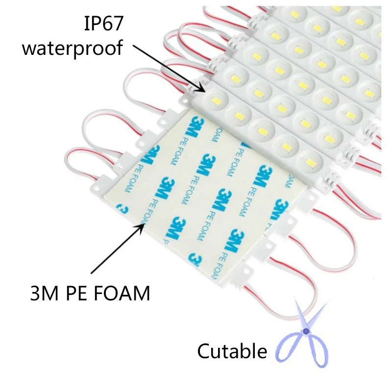 20pcs DC12V 5730 5LED 모듈 주입 방수 IP67 장식 5730 스트립 테이프 라이트 램프 화이트 레드 그린 블루 옐로우 핑크