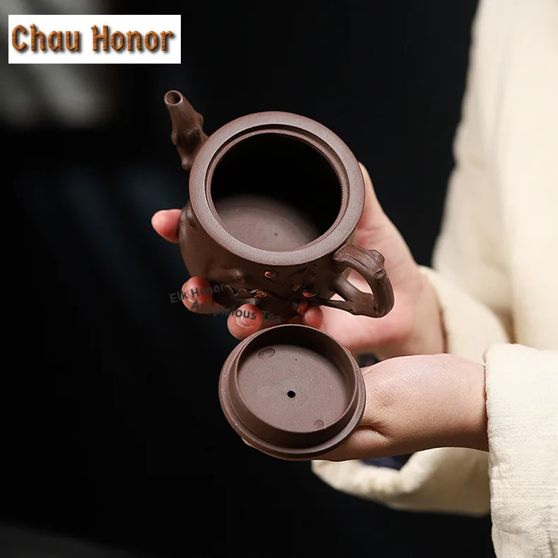 200ml Classic Yixing Purple Clay Teapots Handmade Stump Pot Raw Ore Mud Tea Infuser Kettle Chinese Zisha Tea Set Tableware Craft