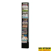 Black Cold Rolled Steel Vertical Literature Rack 23 Contour Pocket Organizer Height 65.5" Width 9.75" Depth 4.125" Cold Rolled 1