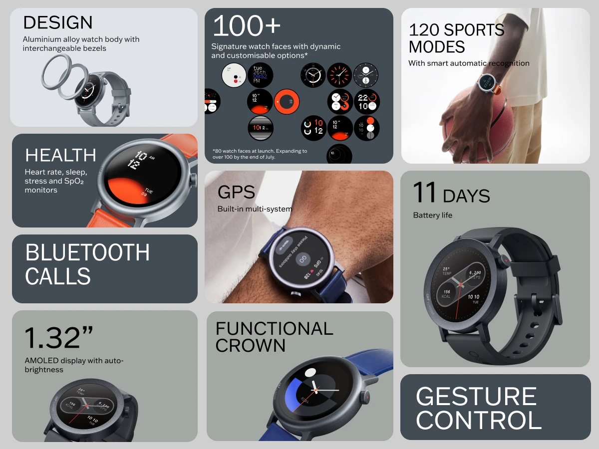 CMF Watch Pro 2 Global (1,32") AMOLED | BT 5.3 Calls, GPS, KI-Rauschunterdrückung