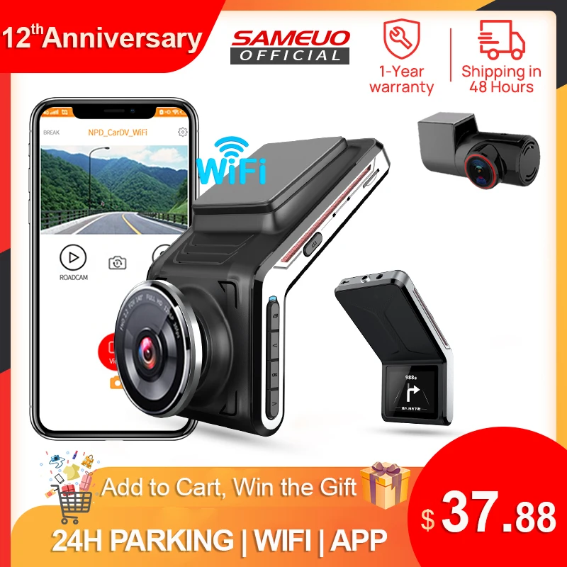 

U2000 dash cam front and rear WIFI 1440p view camera Lens CAR dvr with 2 cam video recorder Auto Night Vision 24H Parking mode
