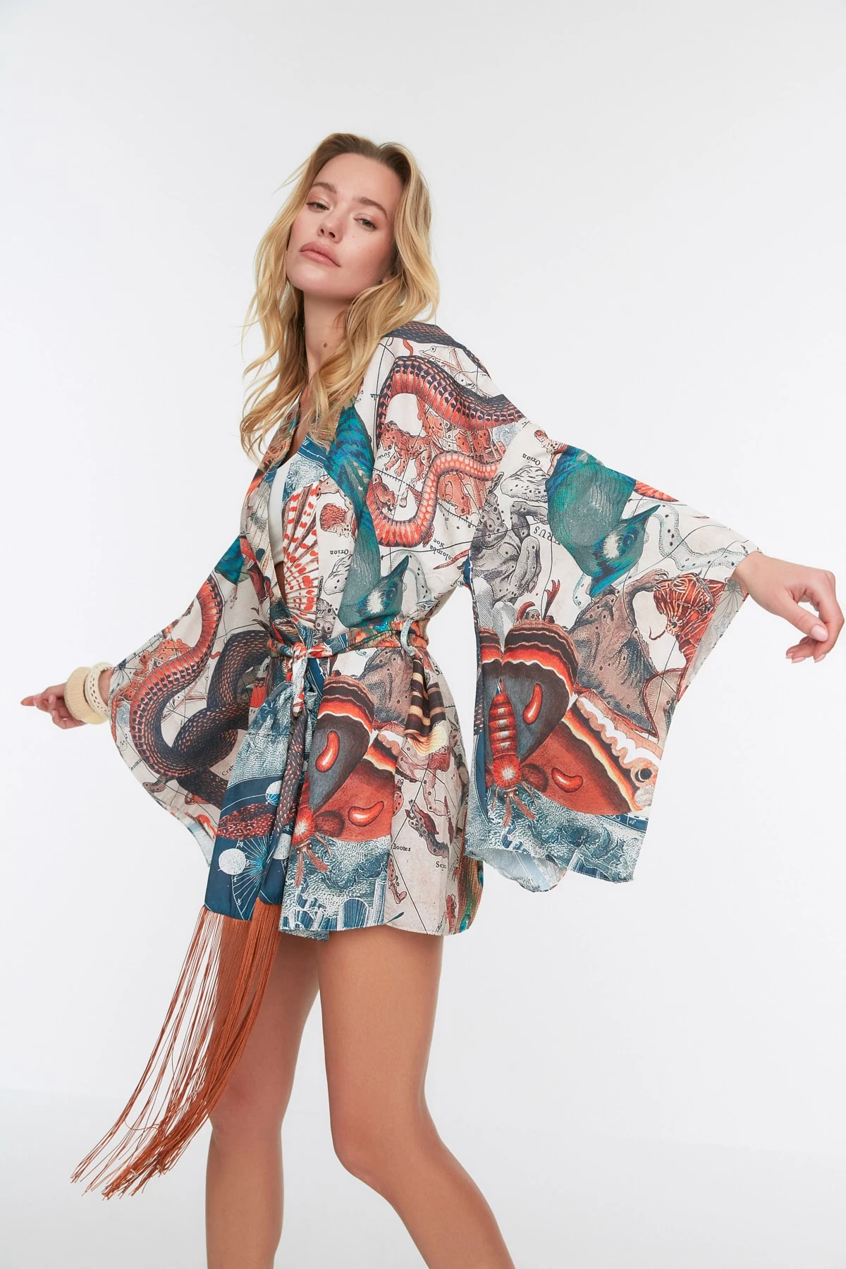 sexy swimsuit cover ups Peacock Patterned Kimono Sleeve Kaftan New Season 2022 bikini cover