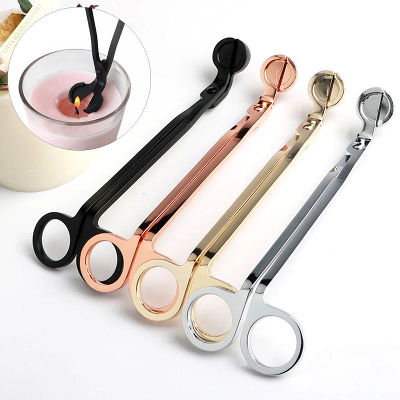 Candle Wick Trimmer Stainless Steel Candle scissors trim wick Cutter  Snuffer Round head 18cm Black Rose Gold Silver Red Bronze - AliExpress