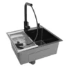 Stainless Steel Nano Coating Black Modern Kitchen Sink, Sink with Faucet, Multifunction Sink Set 6