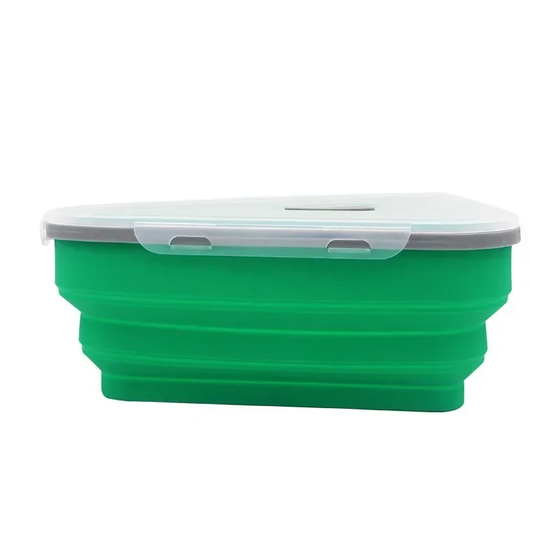 Triangular Pizza Box Kit with 5 Trays-Food Safe Silicone Collapsible Design, Heat Resistant Reusable Takeout Container