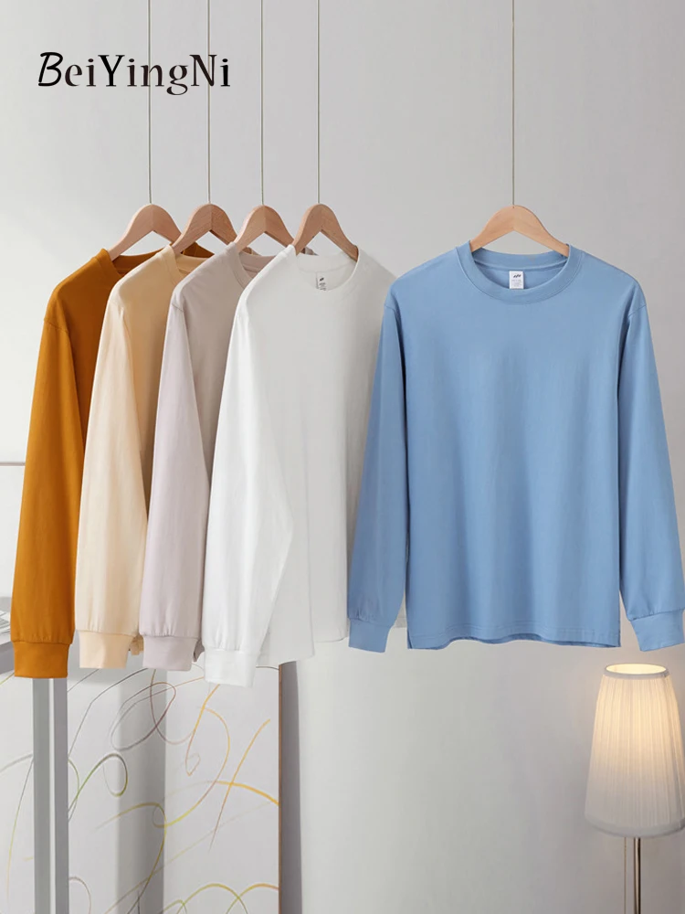 

Beiyingni Spring Autumn Cotton Sweatshirts Women Plain Casual O-neck Hoodies Female Loose Korean New Fashion Oversize Hoody Tops