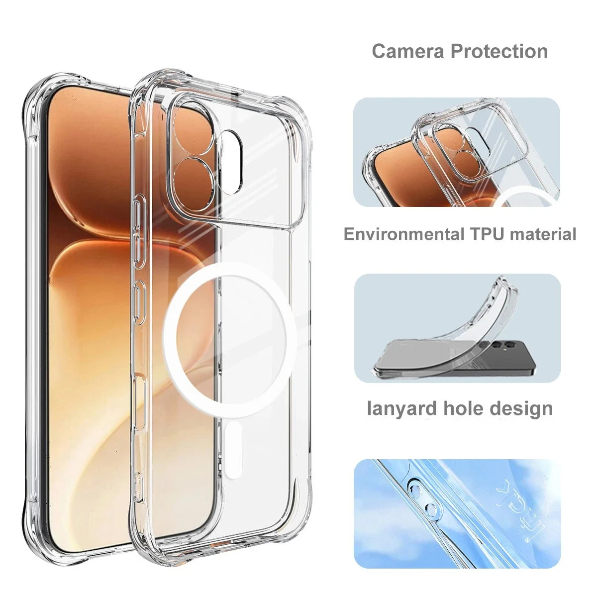 Magnetic Crystal Clear Protective Case with Magsafe - Transparent Cover Coque s