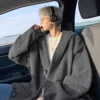 Korean Style Lazy Casual Knitwear Cardigan Men's Loose Fit Autumn Winter New Arrival Simple Comfortable Men's Sweater Coat