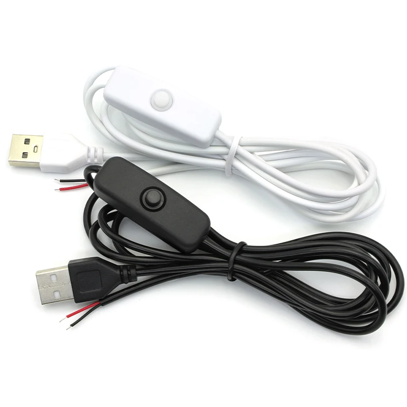 1,5 m langes USB-Verlängerungskabel, 2-poliges Stromversorgungskabel, Ein-/Aus-Schalter, elektrisches 5-V-Kabel, schwarz/weiß, für LED-Beleuchtung, DIY