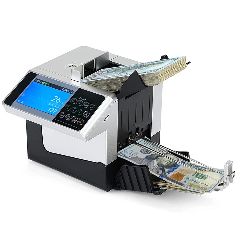 Mixed Calculation Value Money Counter Portable Chargeable Multi Currency Cash Banknote Detector Machine