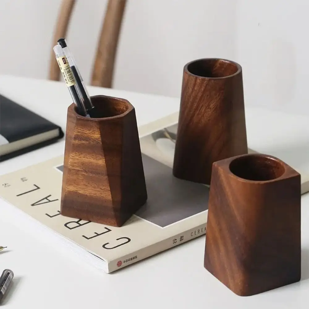 

Pen Holder Ins Storage Box Office Desk Stationery Large Capacity Wooden Makeup Brush Organizer