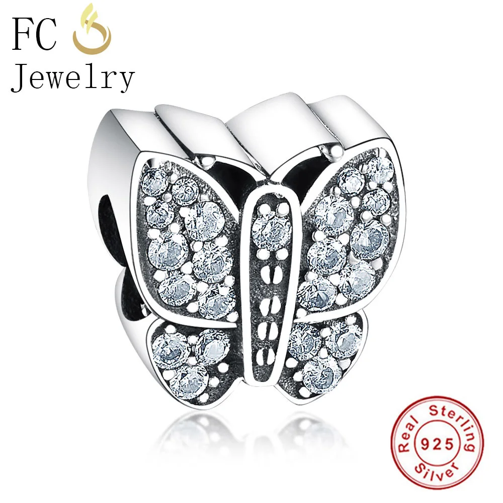 FC Jewelry Fit Original Pan Charms Bracelet 925 Sterling Silver Fluttering Buterfly Beads For Making Women Berloque 2022
