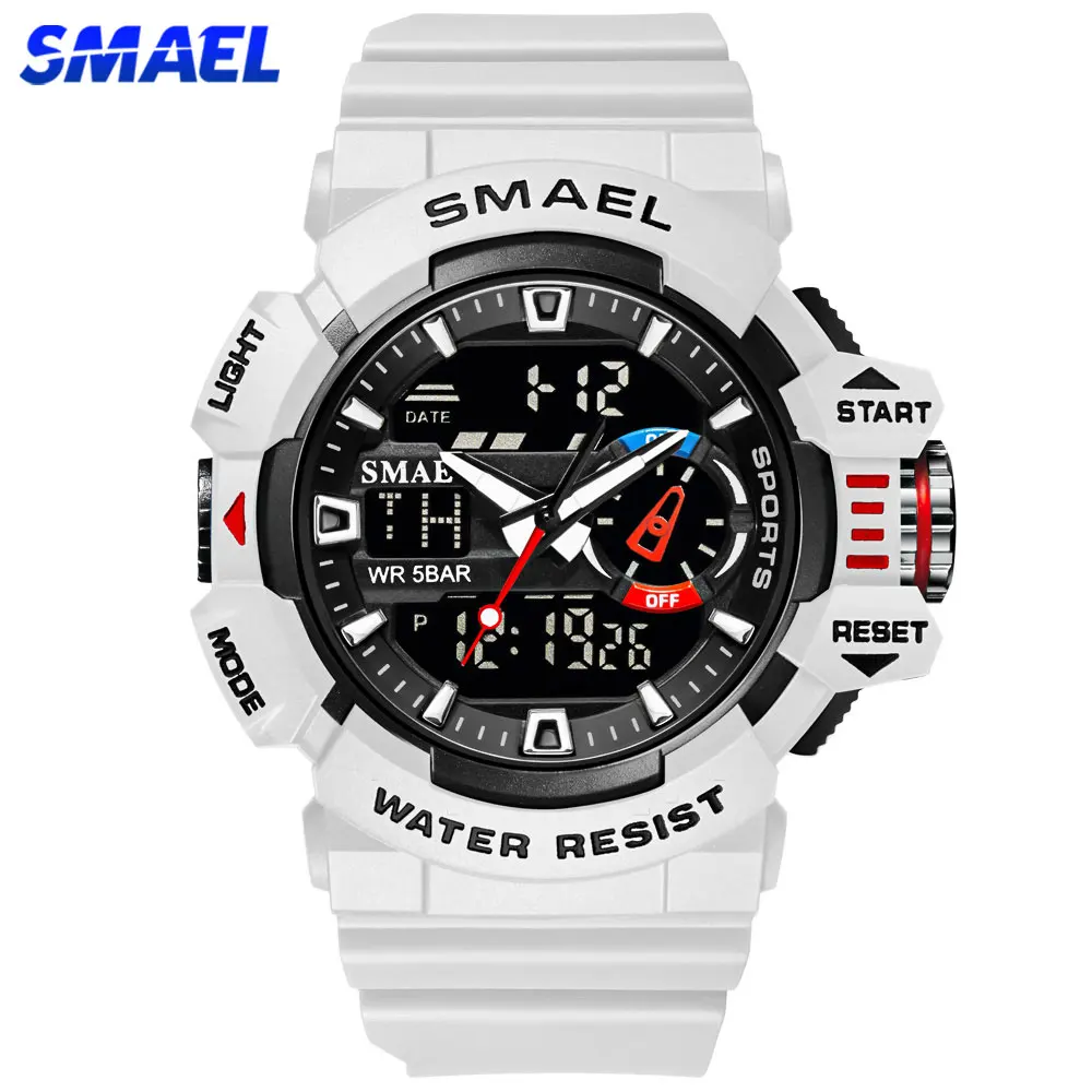 SMAEL Military Watches Men Sport Watch Waterproof Wristwatch Stopwatch Alarm LED Light Digital Watches Men's Big Dial Clock 8043 digital dial indicator dti 0 01mm 0005 range 0 25 4mm 1 clock gauge