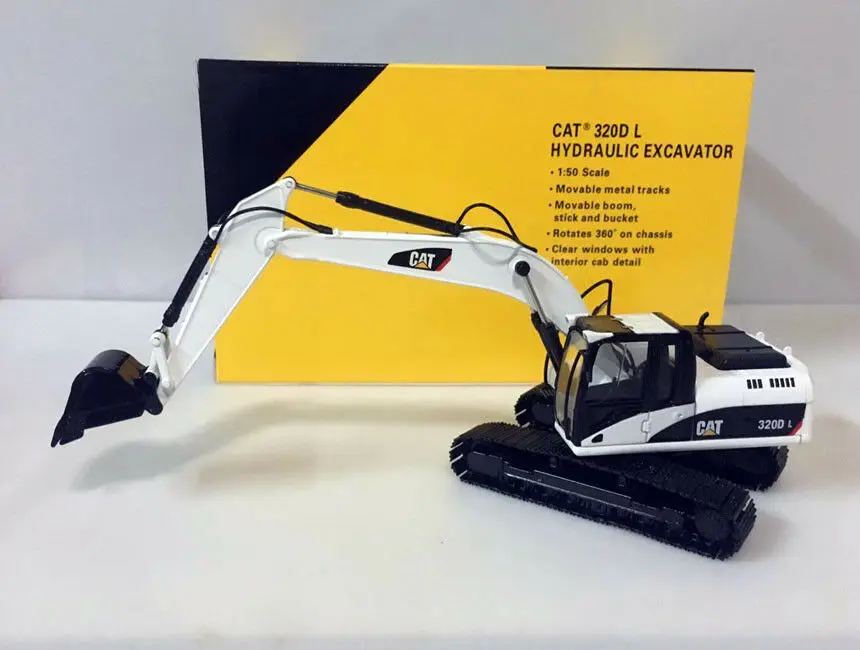 55214 Cat 320D L Hydraulic Excavator White 1:50 Scale Die-Cast Model New