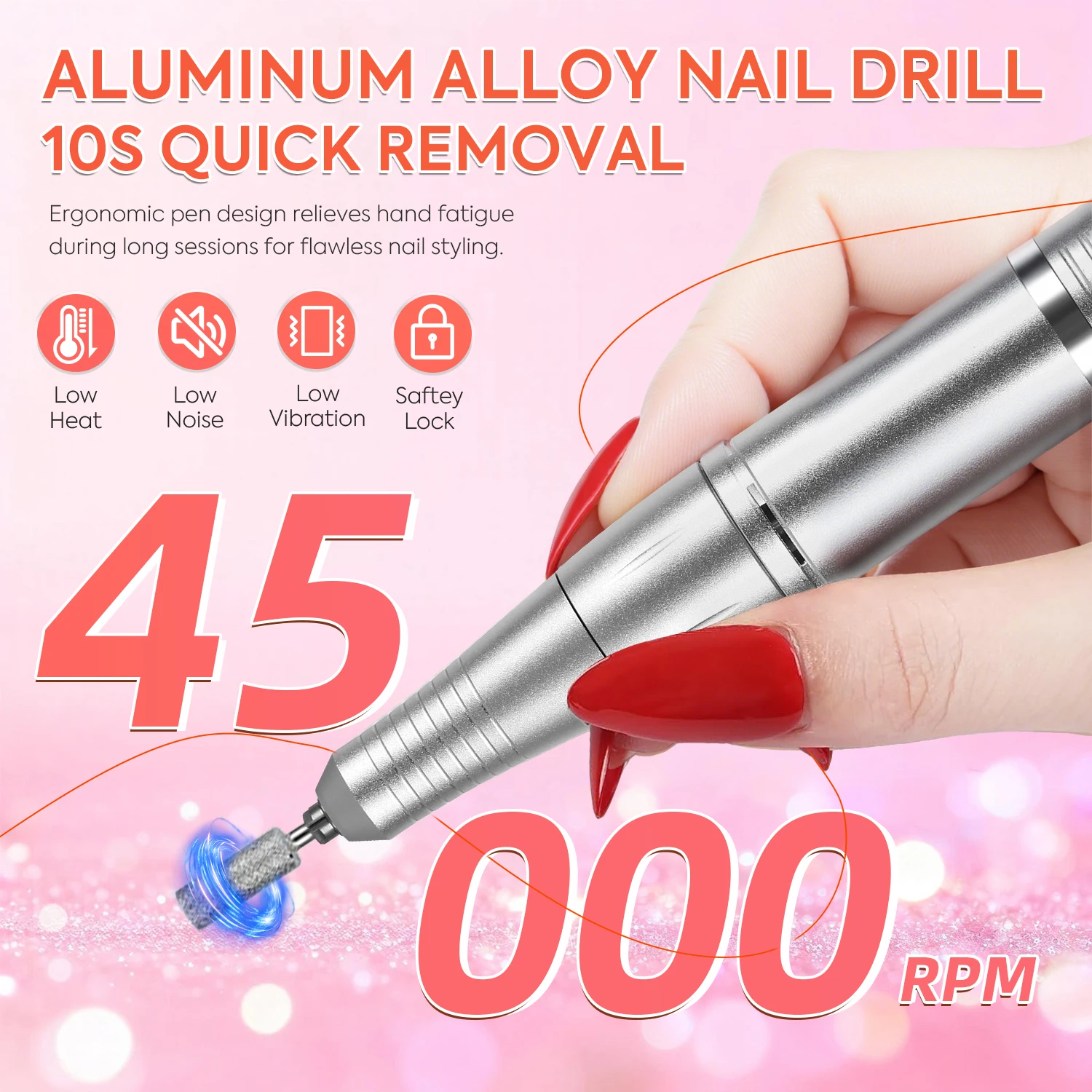 다이애나뷰티 45000RPM 전동 네일 드릴 머신 충전식 네일 폴리셔 라인스톤 포함 휴대용 네일 파일 매니큐어용