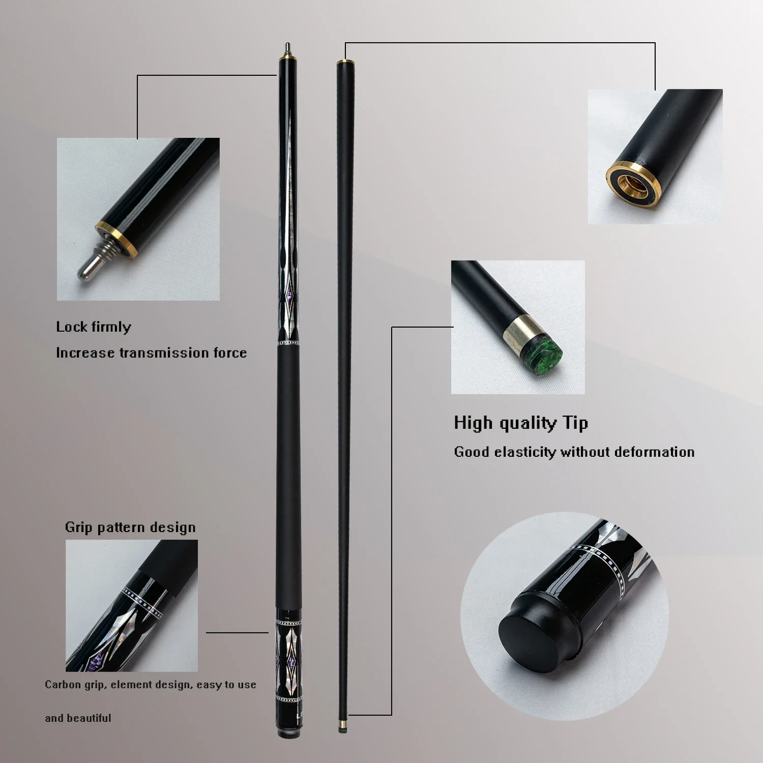 Carbon Fiber Snooker Billiard Cue 9.5mm Tip Leather Grip 19oz Weight Precision Shot Ideal Gift for Holidays