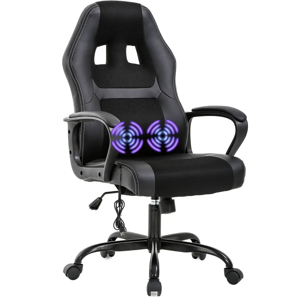 

Gaming Chair Massage Office Chair Ergonomic Desk Chair Adjustable PU Leather Racing Chair with Lumbar Support Armrest Task