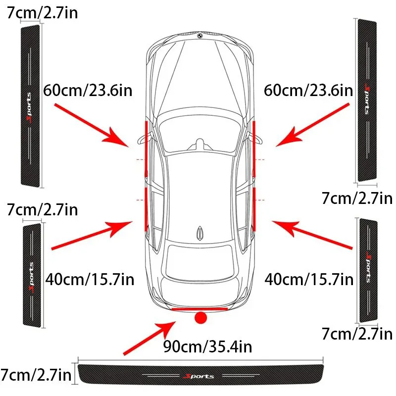 Carbon Fibre Car Door Sill Protective Strip Set - Sport Styling & Anti-Collision Decor