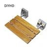 DIYHD SD 15" Shower Bench (40x34)cm,Teak Wood Floding Seat,Wall Mount Bathroom Stool for Inside shower to sit on,Waterproof 1