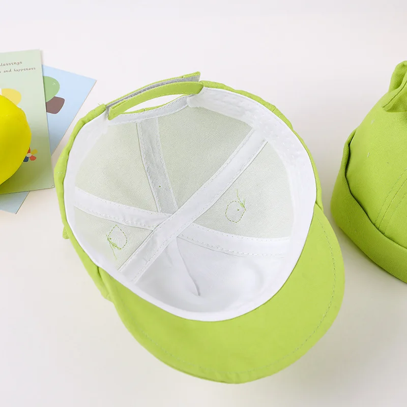 Green Color Baby Baseball Cap Summer Outdoor Infant Toddler Sun Visor Caps Cartoon Ear Boy Girl Bucket Hat Kids Fisherman Hats