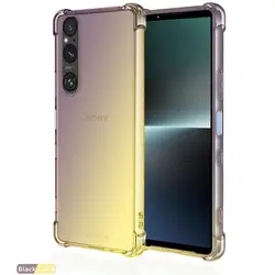 Gradient Silicone TPU Shockproof Protective Case - Transparent Cover for Xperia 1 III (Black Gold)