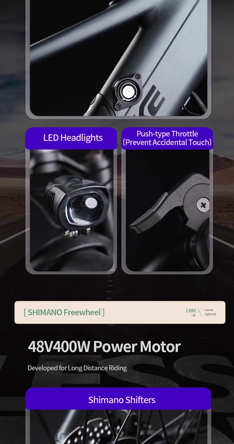 Bicicleta eléctrica 48V 15Ah 400W Motor aleación de aluminio bicicleta eléctrica de montaña batería de litio extraíble viajero urbano adultos Ebike