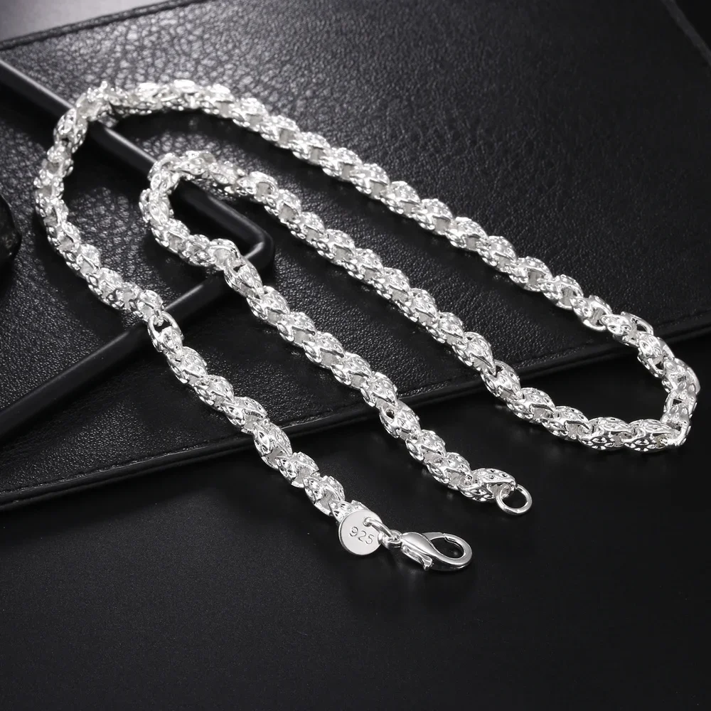 925 Sterling Silver Necklace 20/24 inches chain For Women Men Fashion Jewelry Christmas Gifts