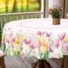 1 Piece of Tulip Flower Round Tablecloth, 5 Sizes Available, Butterfly Flower Pattern Printed Tablecloth, Edge Embossing Process, Spring Garden Tablecloth Decoration, Tablecloth for Daily Home Kitchen, Terrace, Spring Decoration, Home Decoration 2