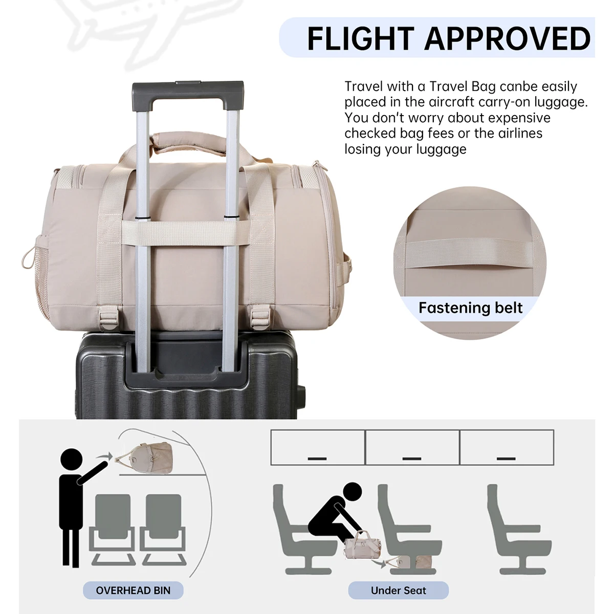 Large-Capacity Travel Bag, Lightweight Short-Distance Carry-On Travel Luggage Bag, Independent Shoe Bag, Can Be Used as a Yoga Bag for Fitness