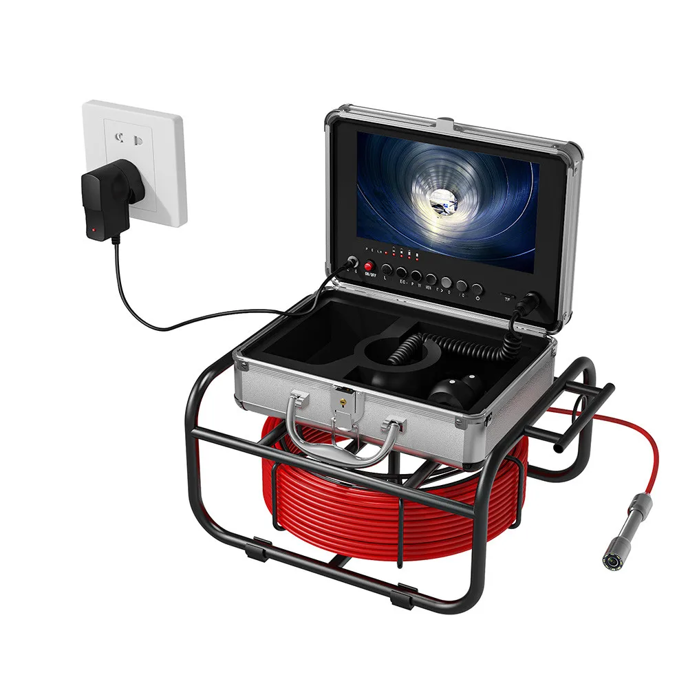 하수관 검사 카메라, DVR 녹화 기능, 9 인치 모니터 파이프 카메라, IP68 배수 하수관 산업용 내시경