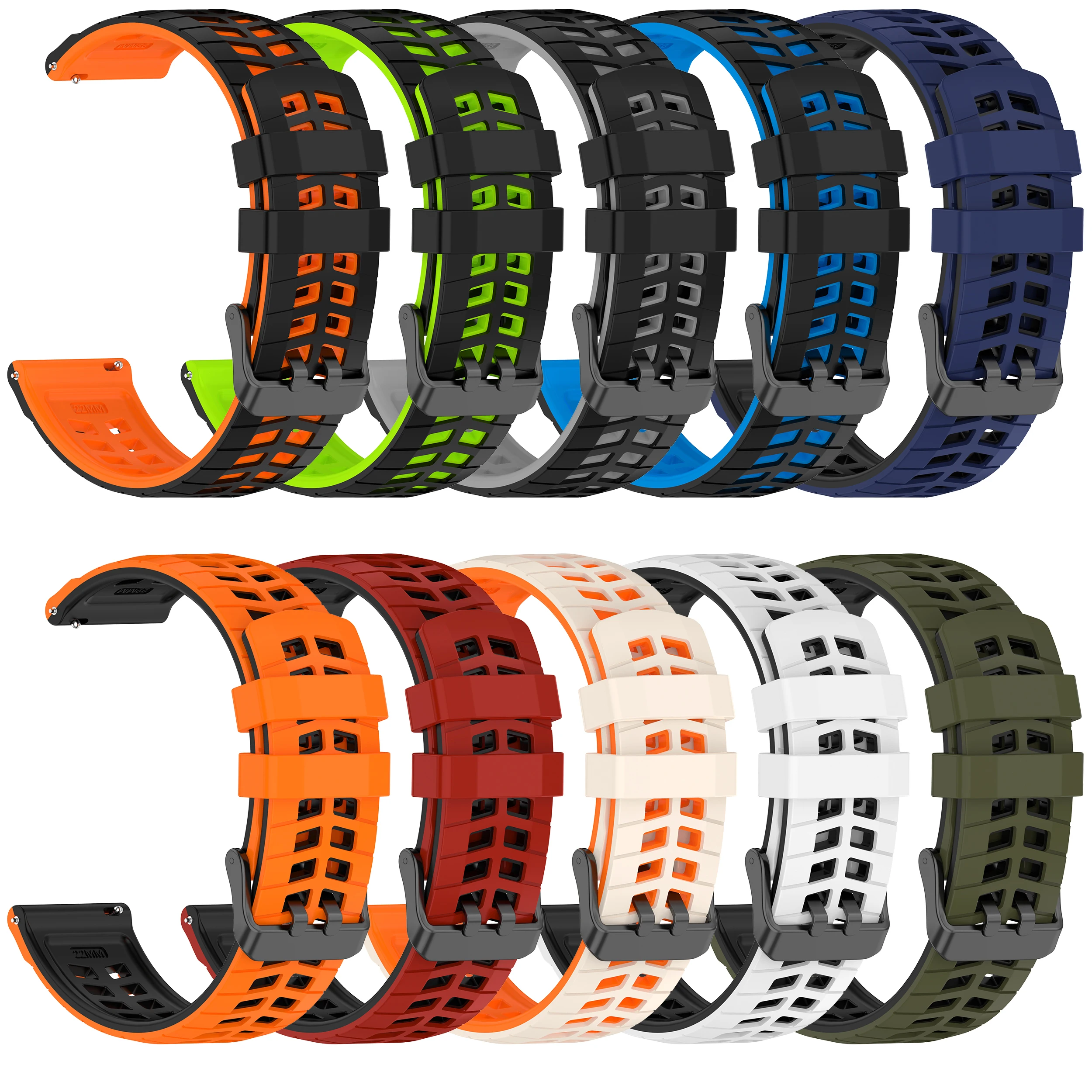 Breathable Silicone Sport Strap - 22mm Band