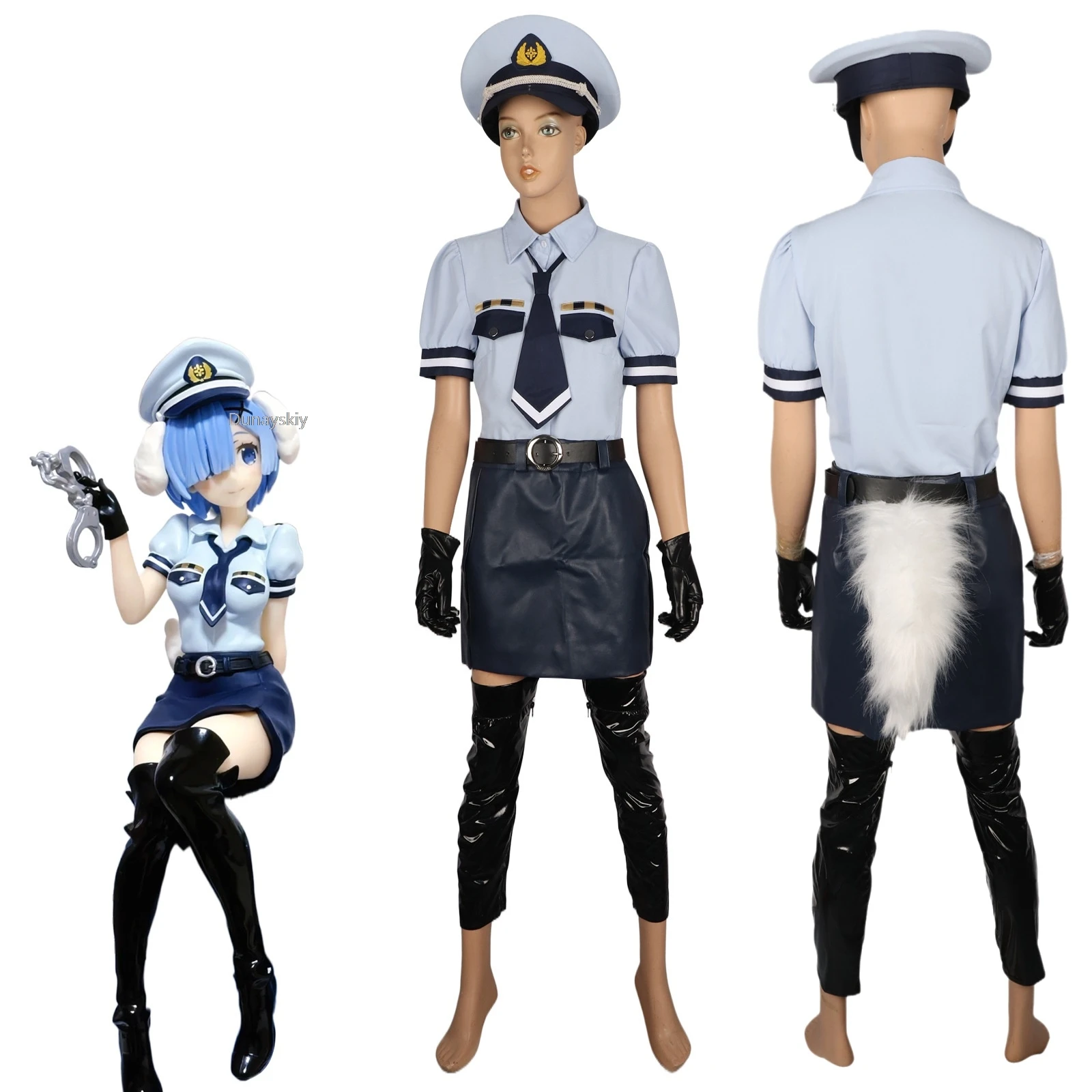 

Re:zero Kara Hajimeru Isekai Seikatsu Costumes for Girls 2024 Ram Rem Women's Halloween Costume police Woman Carnival Rail Suit