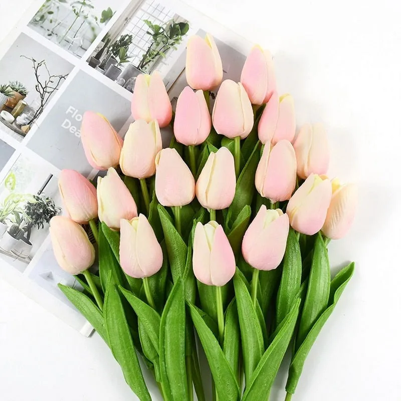 Premium Artificial Tulip Bouquet for Wedding Decor Garden Vase Arrangement Party Centerpiece Ideal Valentine's or New Year Gift