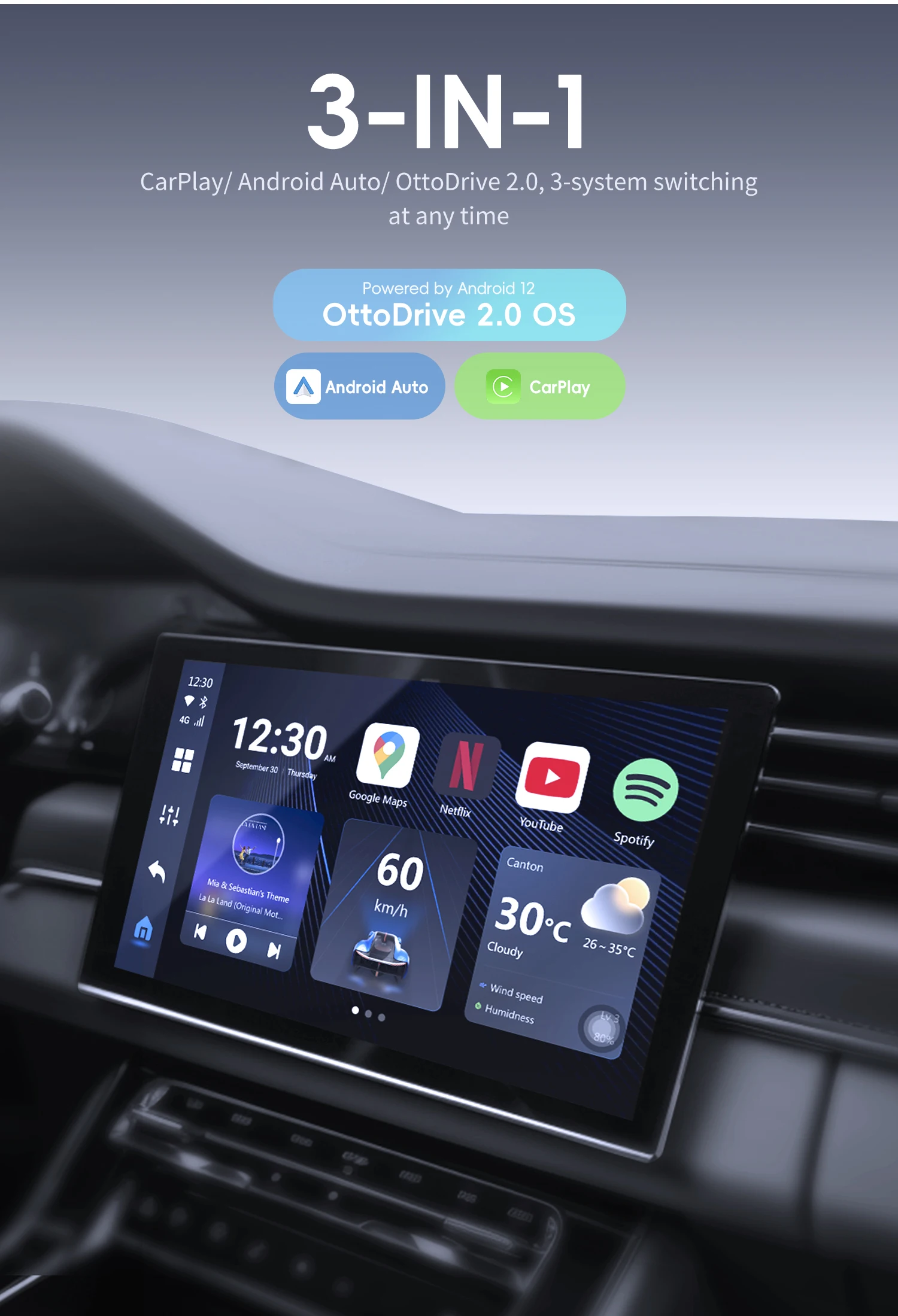OTTOCAST OttoAiBox P3 Lite 4+64G Wireless Android AI Box CarPlay