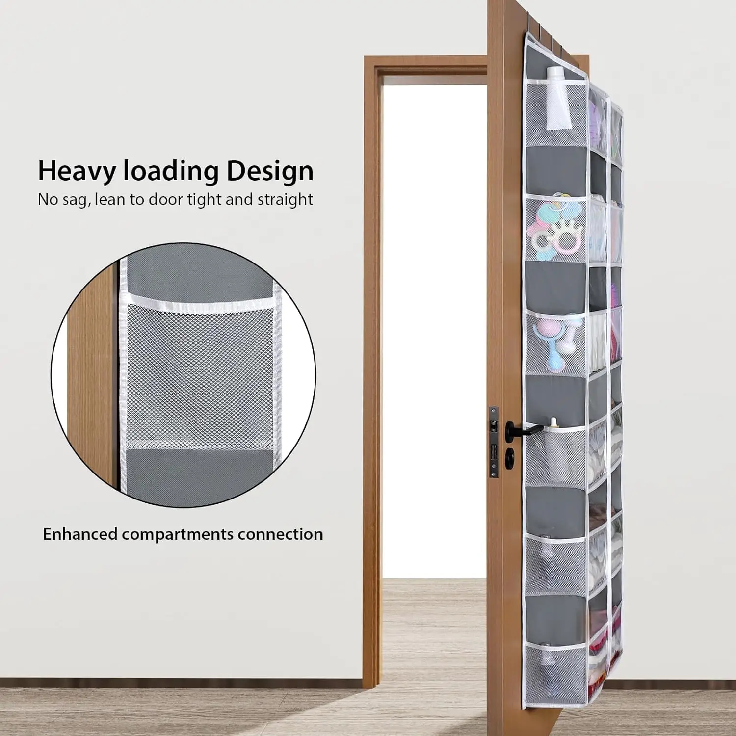 Over the Door Organizer, 6 Tiers Behind Door Storage with Clear Deep Pockets Door Hanging Organizer for Closet, Bedroom, Nursery 3