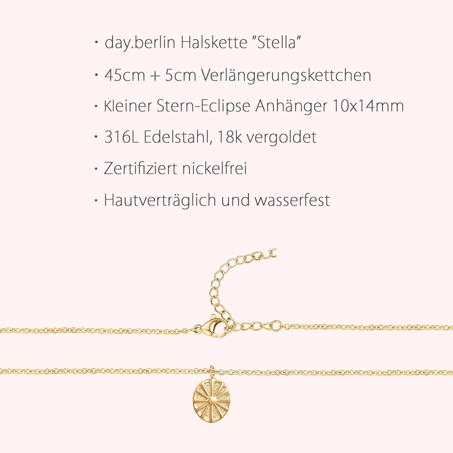 Women's stainless steel oval Sun necklace fashion trend niche everything with light luxury clavicle chain pendant jewelry