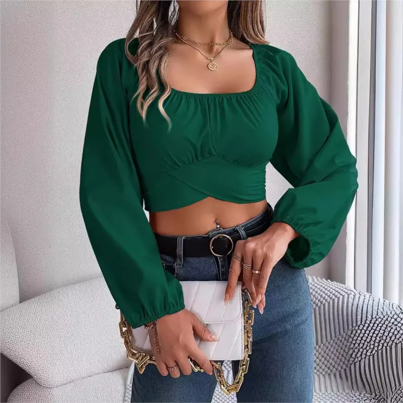 Women Sexy Off Shoulder Blouse Chic and Elegant Printing Lantern