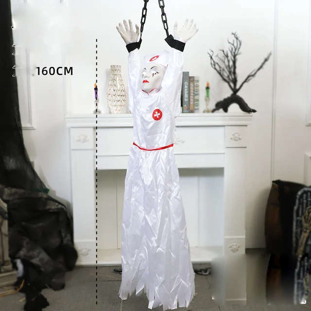 Halloween Decoration Electric Toys Iron Chain Clown Hanging Ghost Zombie Glowing Sound Toy Haunted House Party Decor Pendant 6
