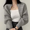 Women's Cardigans Knitted Long Sleeve Ultra Short Shawl Spring Autumn Sweater 6