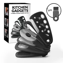 6 - Piece Deluxe Kitchen Gadget Set: Cheese Opener, Vegetable Peeler, Pizza Cutter, Garlic Grinder, Herb Stripper (6pcs Kitchen Gadget)