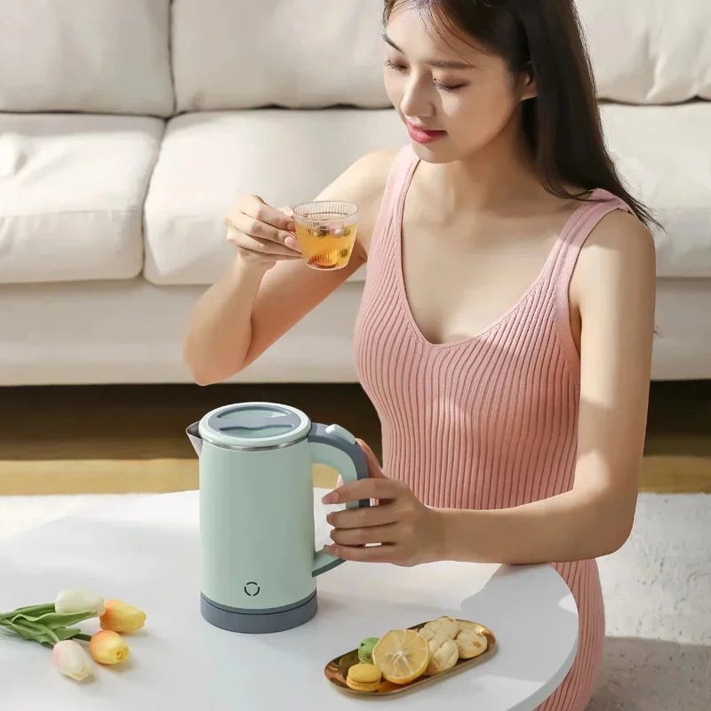 110V 220V 600W 0.8L Small Portable Household Kettle Heating Kettle Electric Kettle Separate Base 304 Stainless Steel Material 5