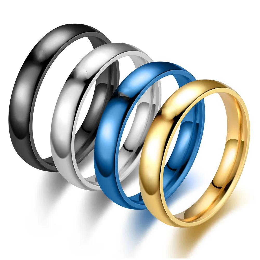 Elegant 6mm Stainless Steel Black Anti-Allergy High-Polish Wedding Band