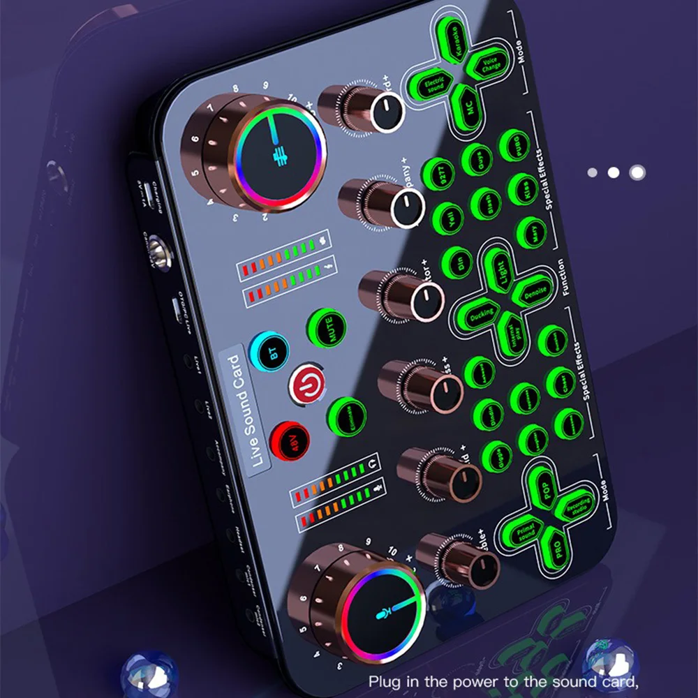 HD BT5.0 무선 48V DJ16 사운드 카드 마이크 가라오케, PC 전화 노래 게임용 라이브 스트리밍, K600 사운드 믹서