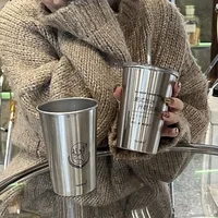 New  Stainless Steel Coffee Mug with Straw Lid Portable Coffee Cup Drinking Beer Milk Water Cup Restaurant Bar Party 500ml 6
