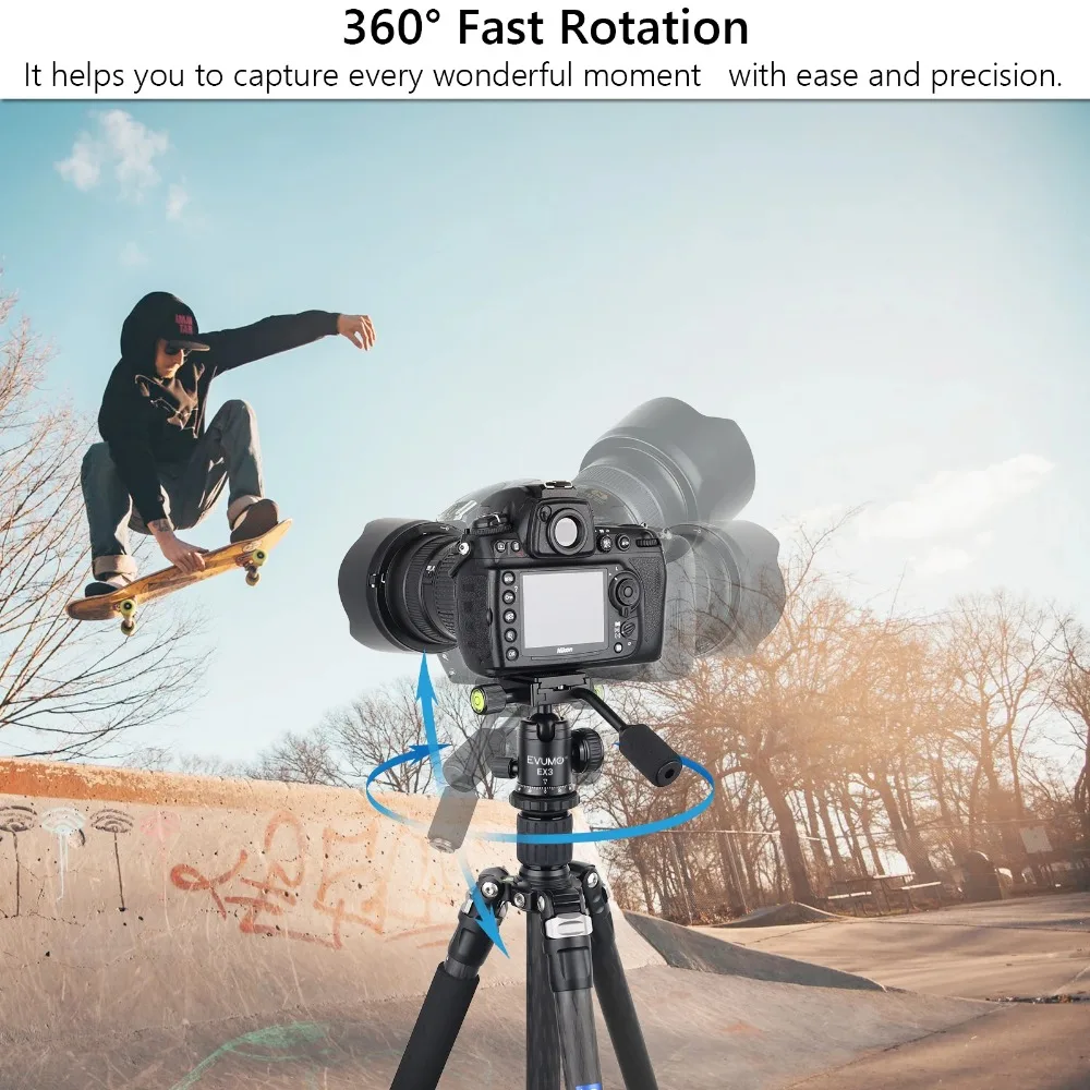 Tripod Ball Head Handle 360° Rotating Panoramic Ballhead with Q.R Plate for Trip