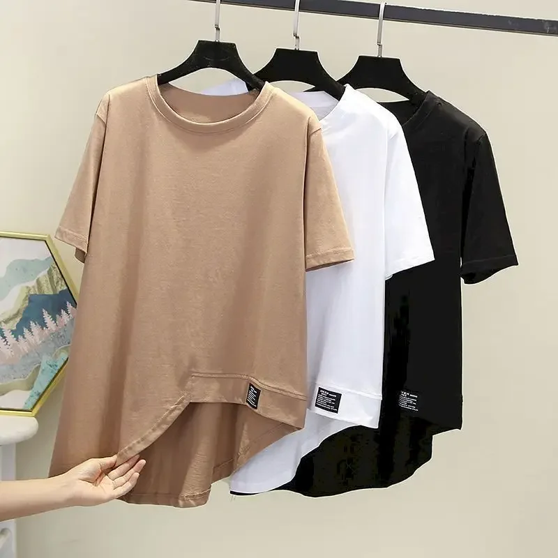 

Irregular Chic T-shirts Women Fashion Design Casual Loose Short Sleeve Top Summer Trend Oversized T Shirt Aesthetic Clothes L174